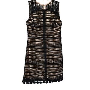NEW Francescas Black Openweave‎ Crochet Over Nude Lining Dress Size M Whimsigoth